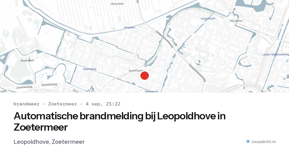 Automatische brandmelding bij Leopoldhove in Zoetermeer — 4 sep 2026