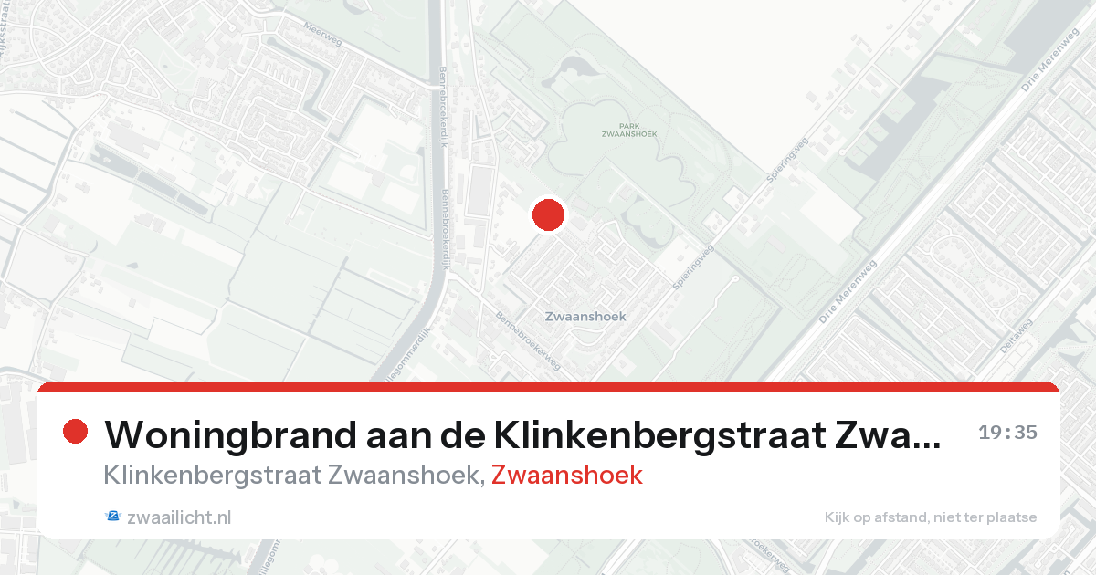 Woningbrand aan de Klinkenbergstraat Zwaanshoek in Zwaanshoek — 21 aug 2026