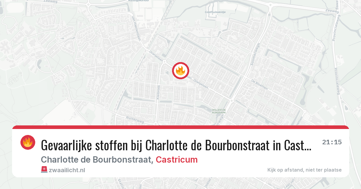 Gevaarlijke stoffen bij Charlotte de Bourbonstraat in Castricum — 21 jun 2026