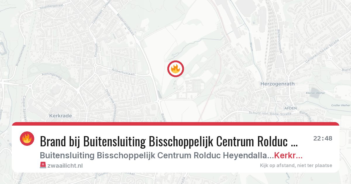 Brand bij Buitensluiting Bisschoppelijk Centrum Rolduc Heyendallaan Kerkrade in Kerkrade — 23 mei 2026