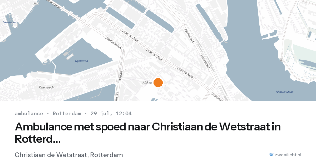 Ambulance met spoed naar Christiaan de Wetstraat in Rotterdam — 29 jul 2026