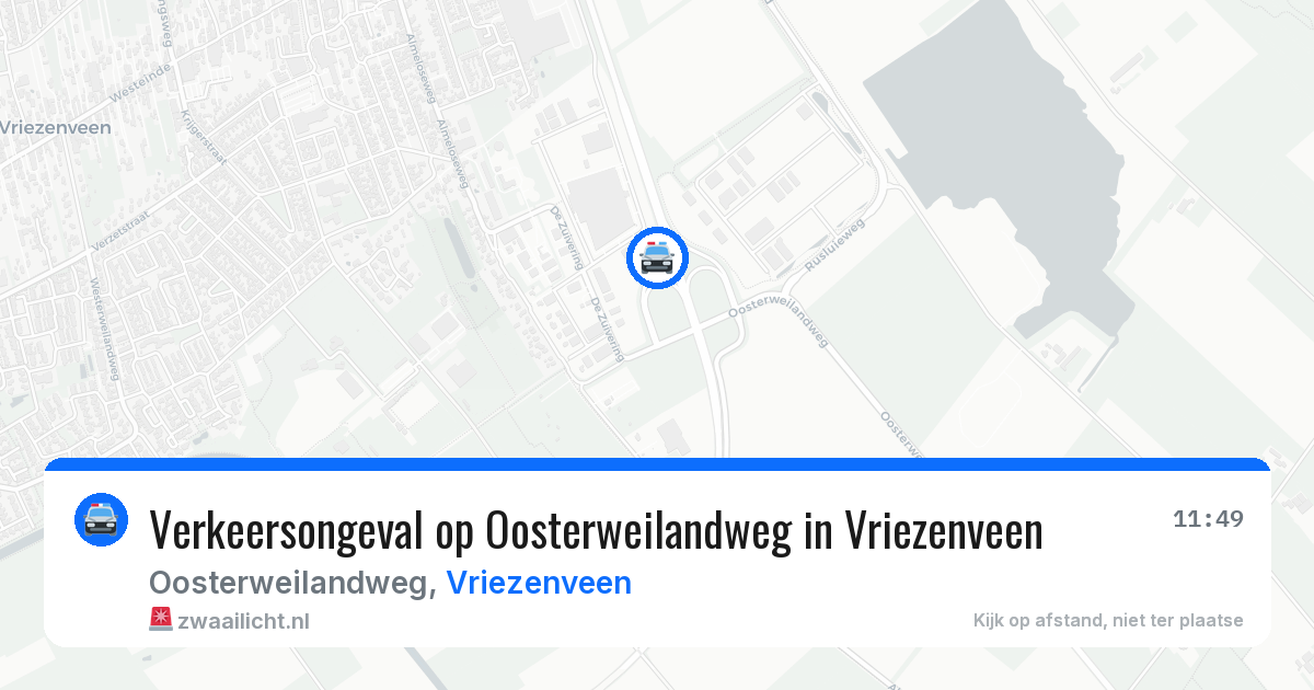 Verkeersongeval op Oosterweilandweg in Vriezenveen — 10 jul 2026