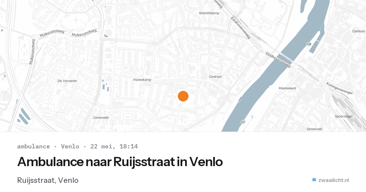 Ambulance naar Ruijsstraat in Venlo — 22 mei 2026