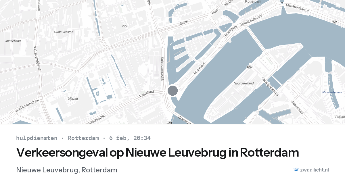Verkeersongeval op Nieuwe Leuvebrug in Rotterdam — 6 feb 2026