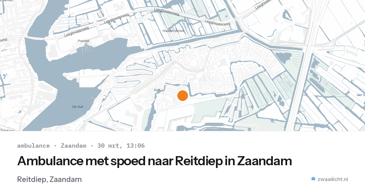 Ambulance met spoed naar Reitdiep in Zaandam — 30 mrt 2026
