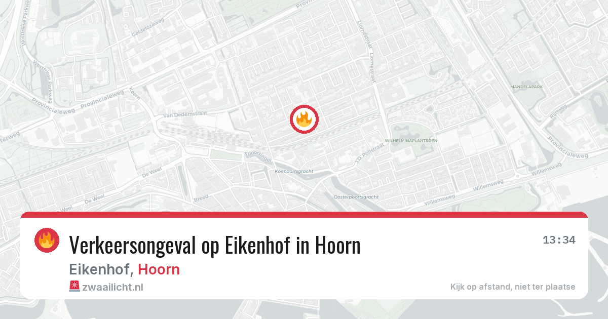 Verkeersongeval op Eikenhof in Hoorn — 29 jul 2026