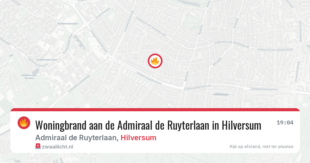 Woningbrand aan de Admiraal de Ruyterlaan in Hilversum — 20 jun 2026