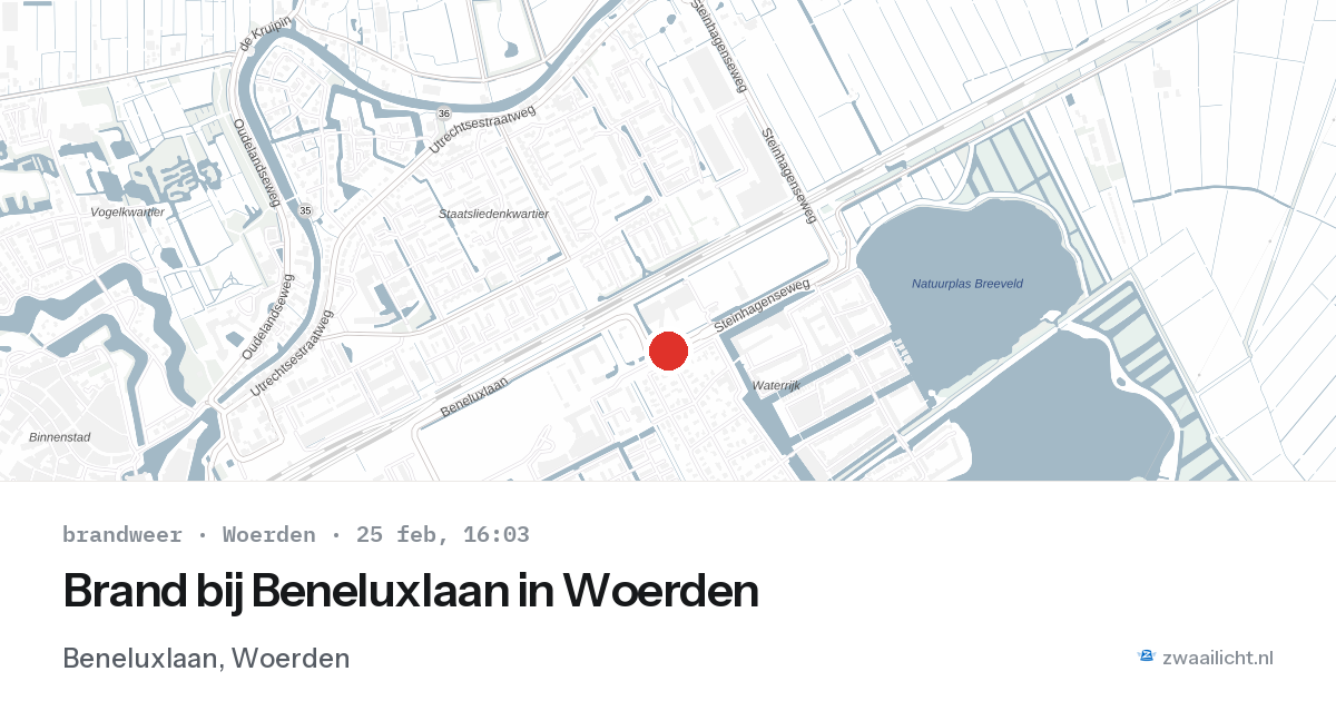 Brand bij Beneluxlaan in Woerden — 25 feb 2026