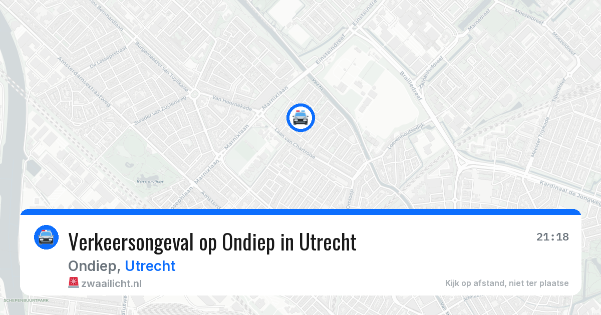 Verkeersongeval op Ondiep in Utrecht — 9 jul 2026
