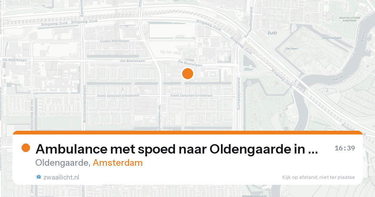 Ambulance met spoed naar Oldengaarde in Amsterdam — 15 aug 2026