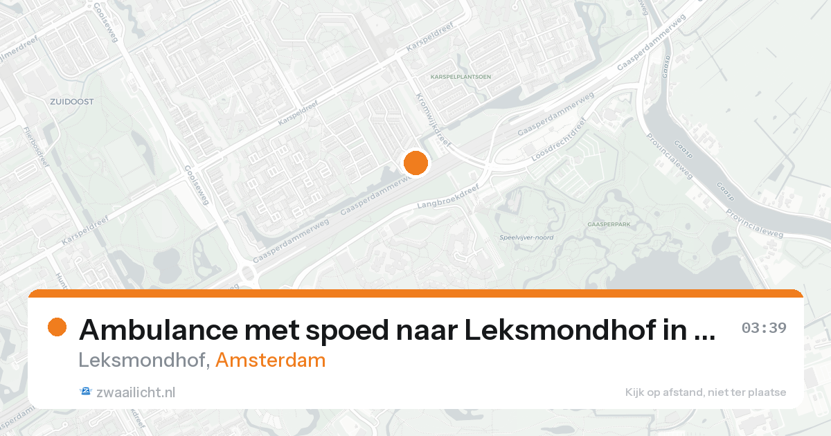 Ambulance met spoed naar Leksmondhof in Amsterdam — 20 aug 2026