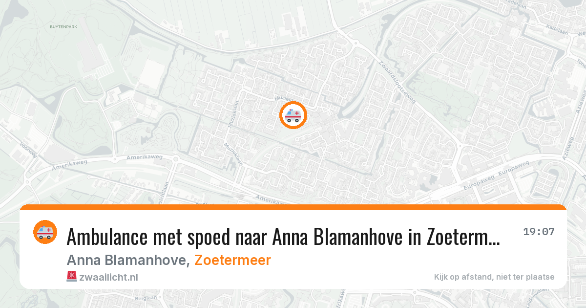 Ambulance met spoed naar Anna Blamanhove in Zoetermeer — 18 mei 2026