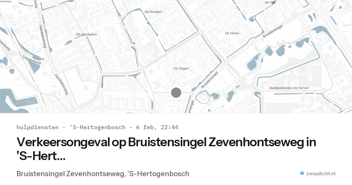 Verkeersongeval op Bruistensingel Zevenhontseweg in 'S-Hertogenbosch — 6 feb 2026
