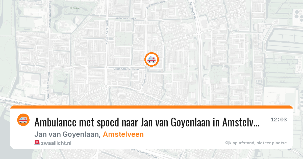 Ambulance met spoed naar Jan van Goyenlaan in Amstelveen — 27 jun 2026