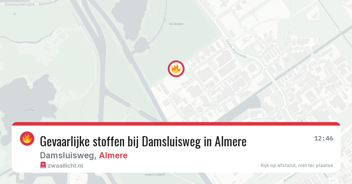 Gevaarlijke stoffen bij Damsluisweg in Almere — 17 jul 2026
