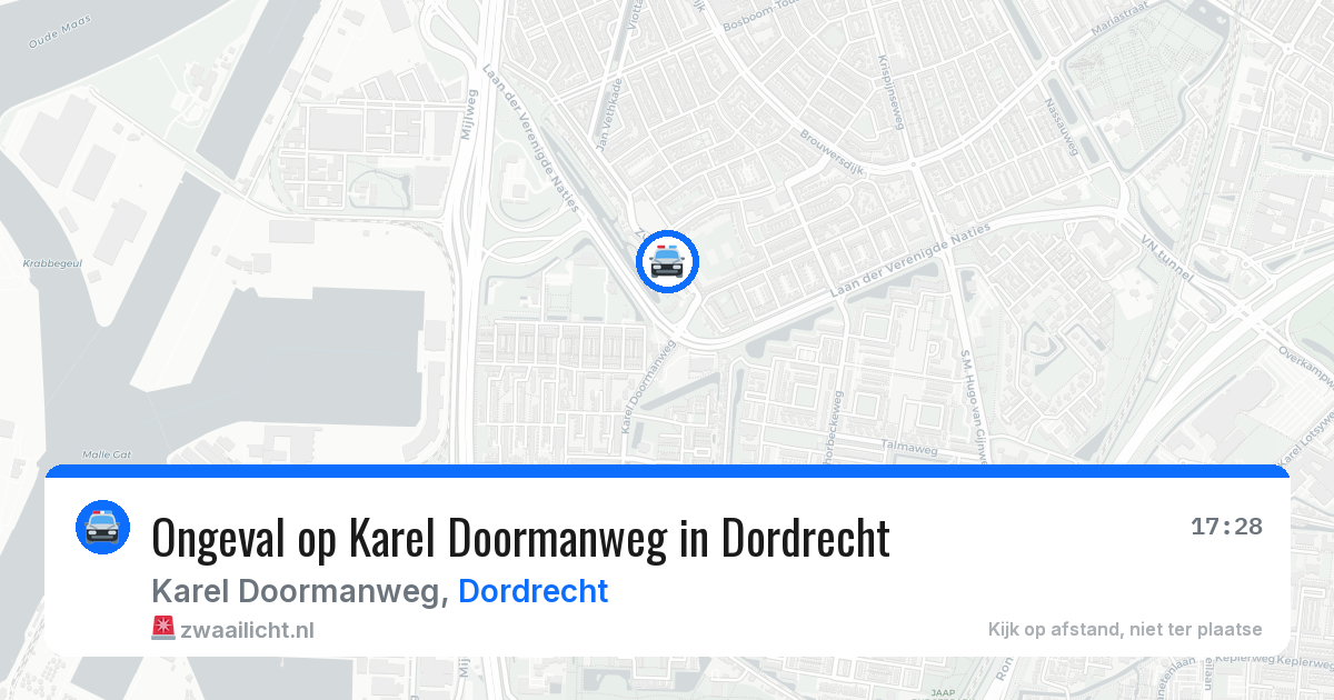 Ongeval op Karel Doormanweg in Dordrecht — 18 mrt 2026