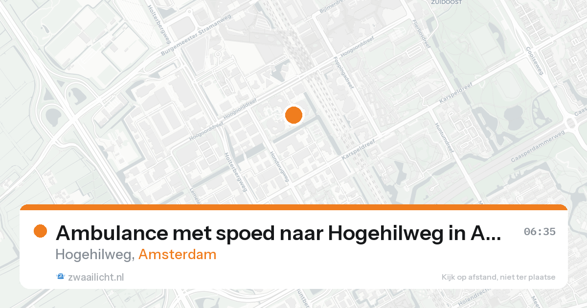 Ambulance met spoed naar Hogehilweg in Amsterdam — 26 aug 2026
