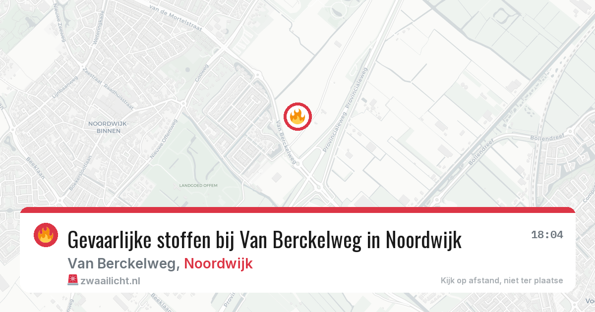 Gevaarlijke stoffen bij Van Berckelweg in Noordwijk — 10 aug 2026