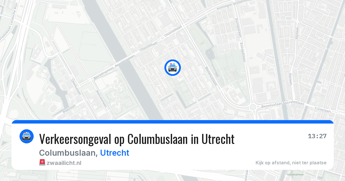 Verkeersongeval op Columbuslaan in Utrecht — 15 mei 2026