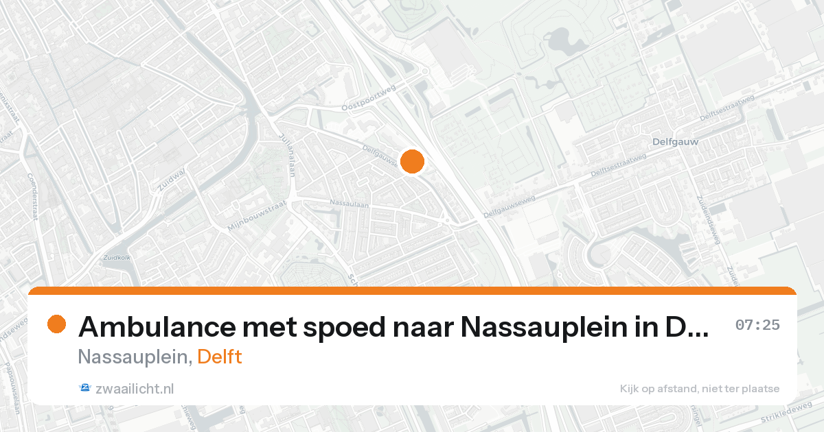Ambulance met spoed naar Nassauplein in Delft — 25 aug 2026
