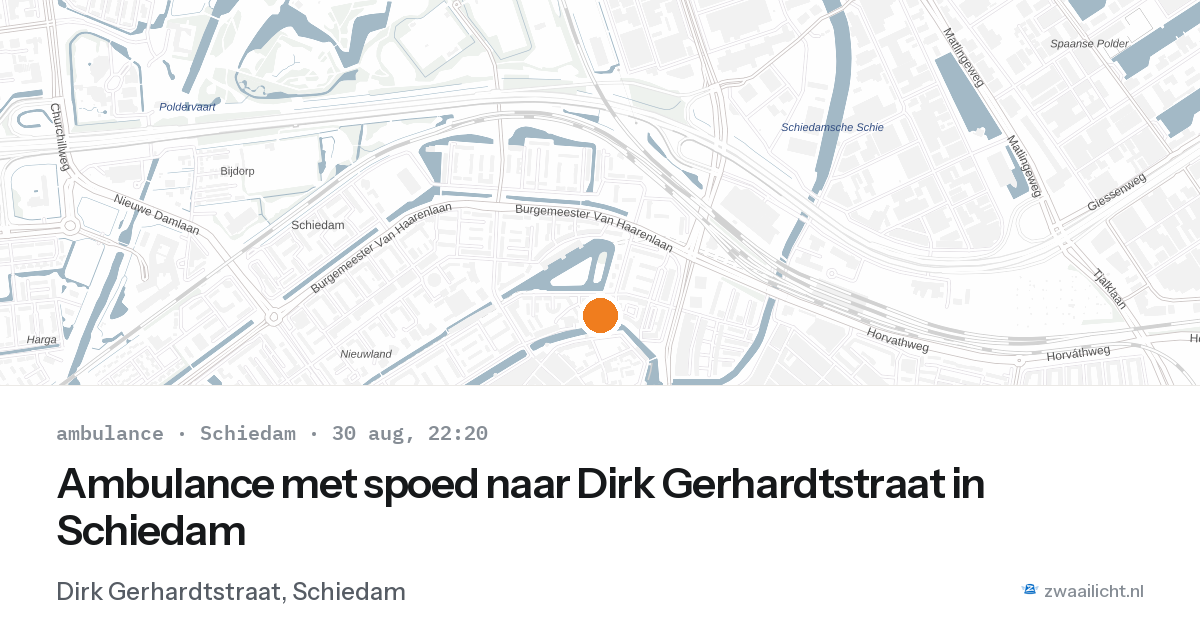 Ambulance met spoed naar Dirk Gerhardtstraat in Schiedam — 30 aug 2026