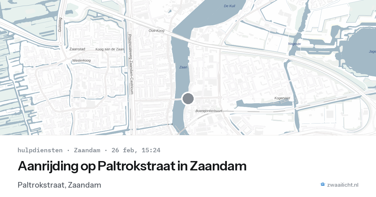 Aanrijding op Paltrokstraat in Zaandam — 26 feb 2026