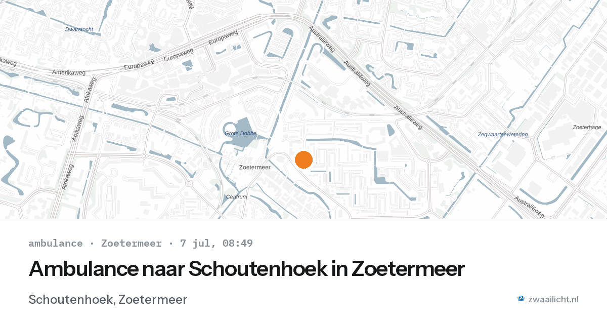 Ambulance naar Schoutenhoek in Zoetermeer — 7 jul 2026