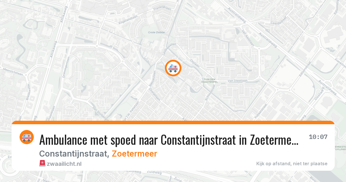 Ambulance met spoed naar Constantijnstraat in Zoetermeer — 18 apr 2026