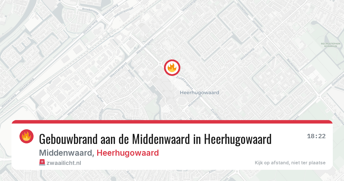 Gebouwbrand aan de Middenwaard in Heerhugowaard — 1 mei 2026