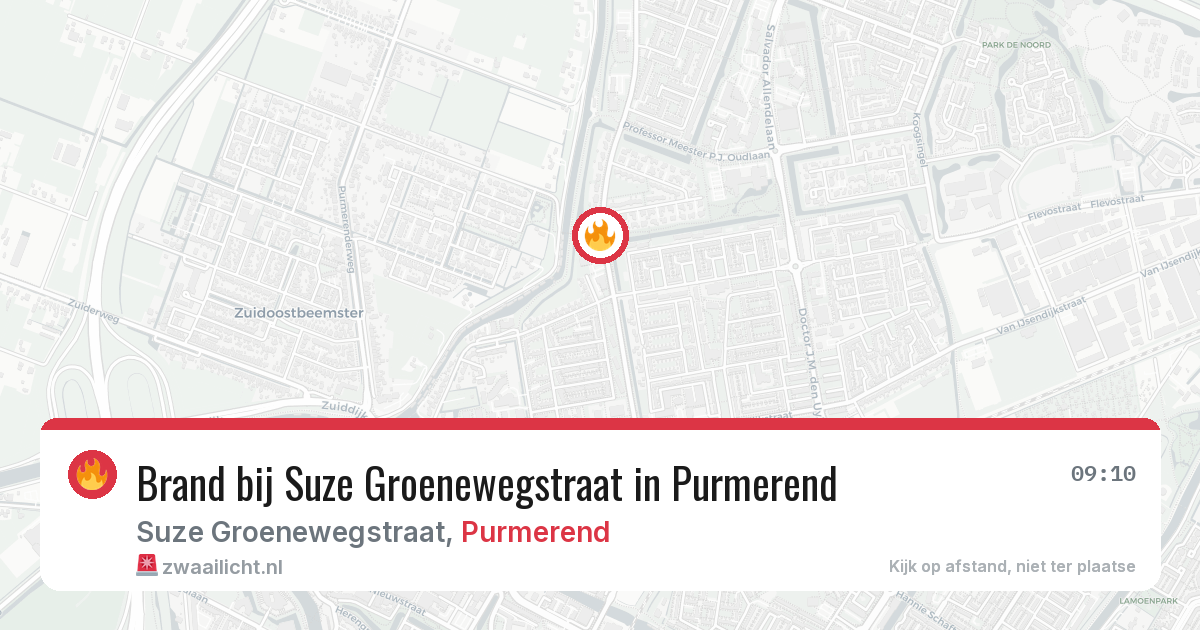 Brand bij Suze Groenewegstraat in Purmerend — 11 aug 2026