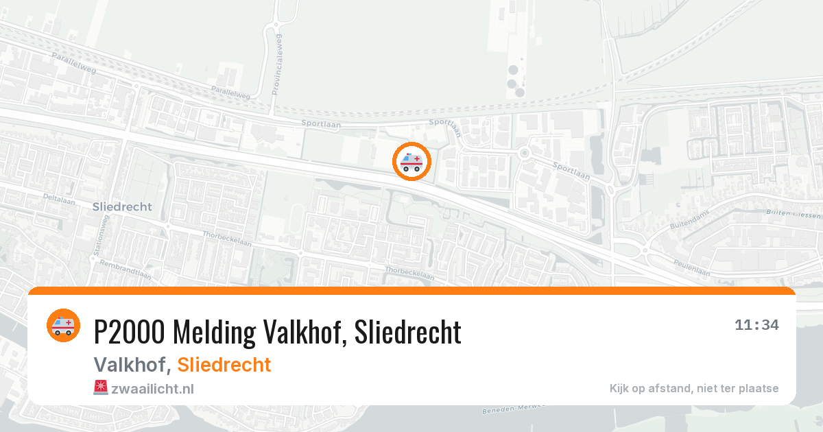 P2000 Melding Valkhof, Sliedrecht — 12 jun 2026