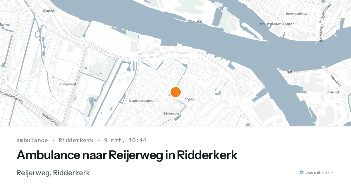 Ambulance naar Reijerweg in Ridderkerk — 9 mrt 2026