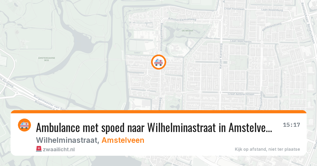 Ambulance met spoed naar Wilhelminastraat in Amstelveen — 22 jun 2026