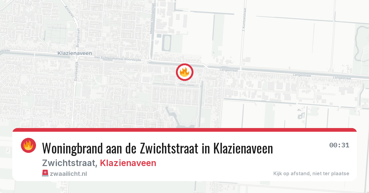 Woningbrand aan de Zwichtstraat in Klazienaveen — 10 apr 2026