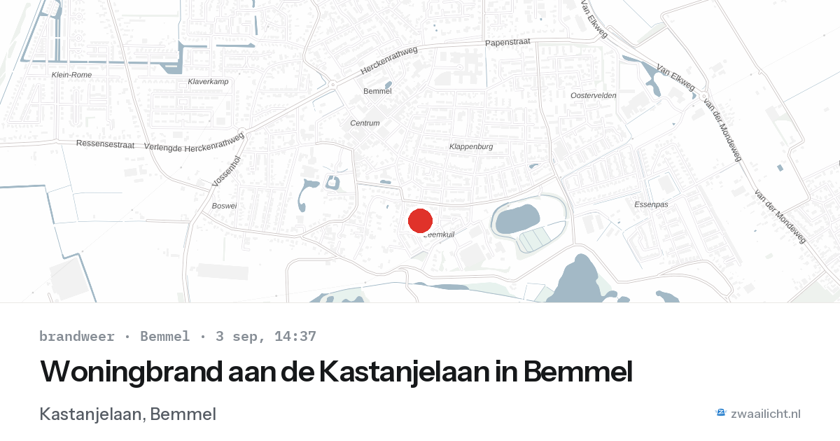 Woningbrand aan de Kastanjelaan in Bemmel — 3 sep 2026