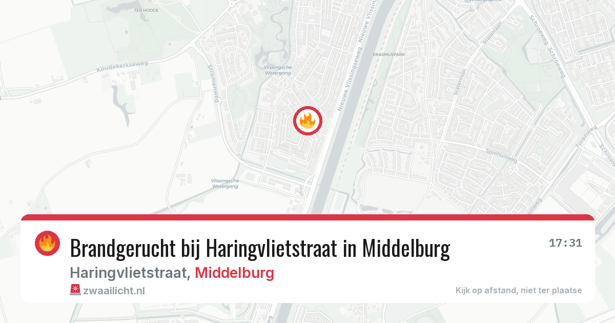 Brandgerucht bij Haringvlietstraat in Middelburg — 17 mrt 2026