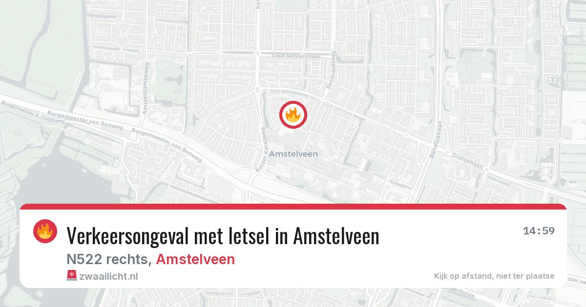 Verkeersongeval met letsel in Amstelveen — 18 mrt 2026