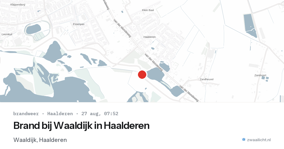 Brand bij Waaldijk in Haalderen — 27 aug 2026