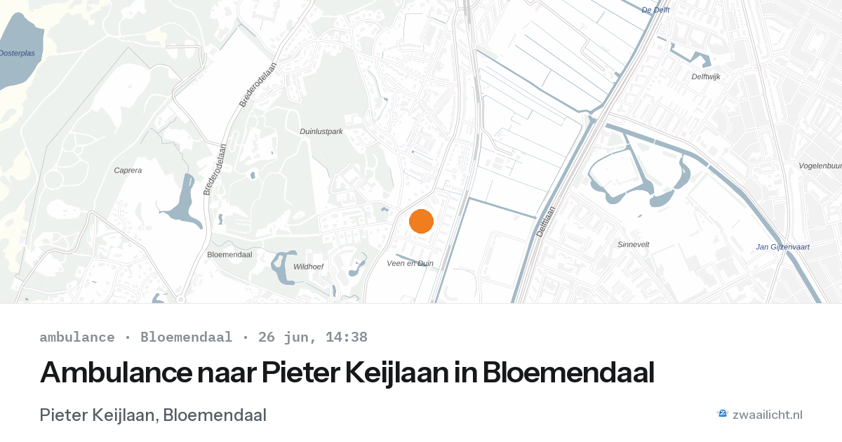 Ambulance naar Pieter Keijlaan in Bloemendaal — 26 jun 2026
