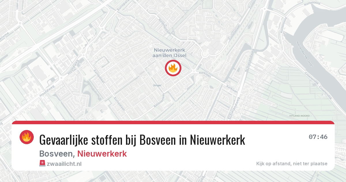 Gevaarlijke stoffen bij Bosveen in Nieuwerkerk — 8 jun 2026