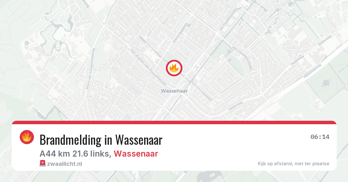 Brandmelding in Wassenaar — 6 aug 2026