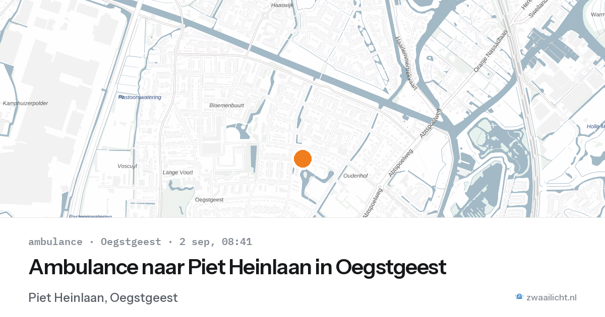 Ambulance naar Piet Heinlaan in Oegstgeest — 2 sep 2026