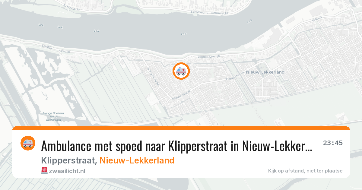 Ambulance met spoed naar Klipperstraat in Nieuw-Lekkerland — 17 apr 2026