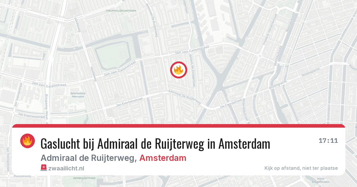 Gaslucht bij Admiraal de Ruijterweg in Amsterdam — 26 mei 2026