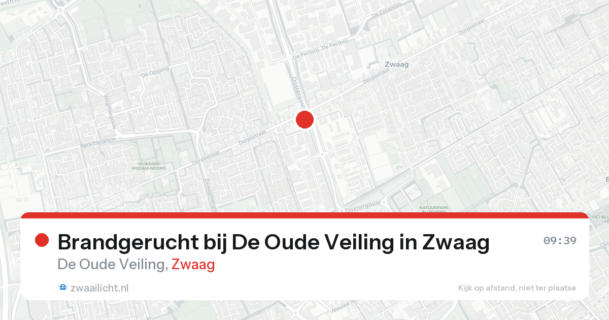 Brandgerucht bij De Oude Veiling in Zwaag — 19 aug 2026