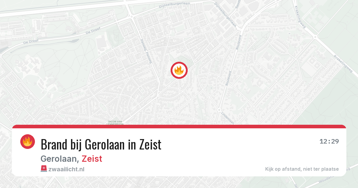 Brand bij Gerolaan in Zeist — 20 jun 2026