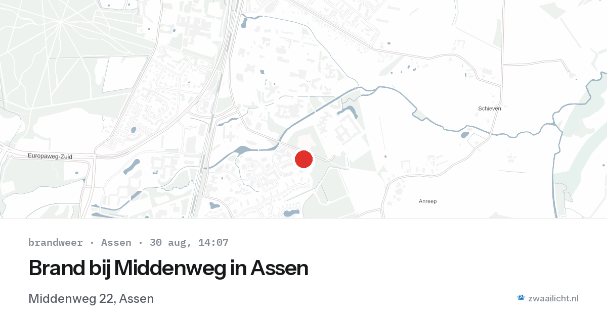 Brand bij Middenweg in Assen — 30 aug 2026