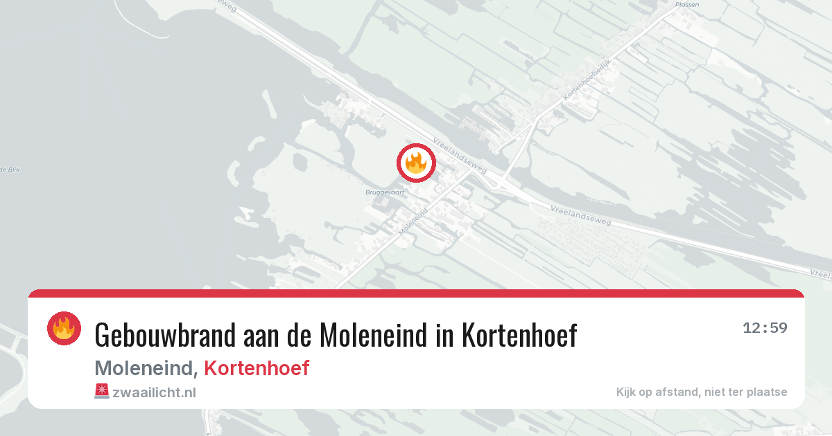 Gebouwbrand aan de Moleneind in Kortenhoef — 17 jan 2026
