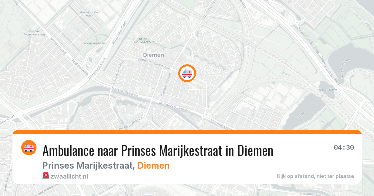 Ambulance naar Prinses Marijkestraat in Diemen — 16 jul 2026