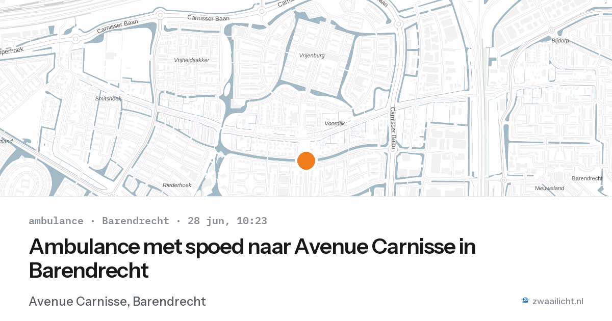 Ambulance met spoed naar Avenue Carnisse in Barendrecht — 28 jun 2026